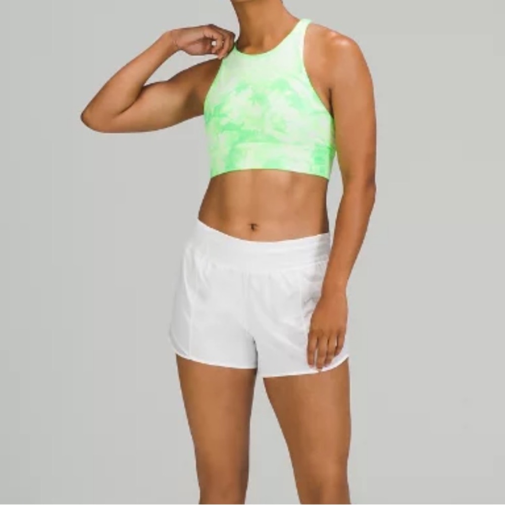 Lululemon Energy Bra High Neck Long Line Shibori 8 B-D Lime/ yellow tie-dye NWT